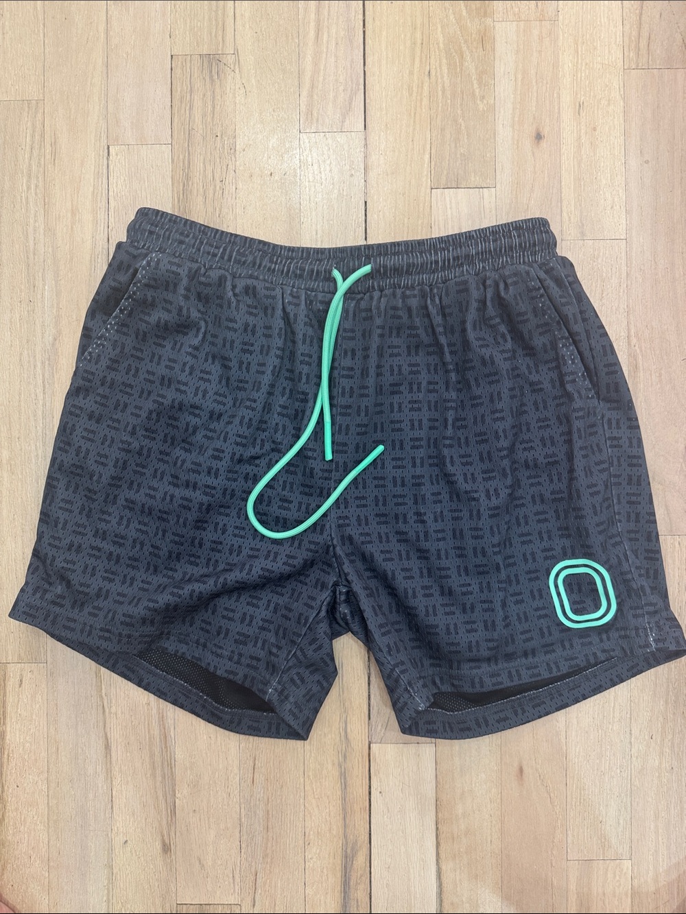 Overtime Mens Mesh Shorts, black/green, M